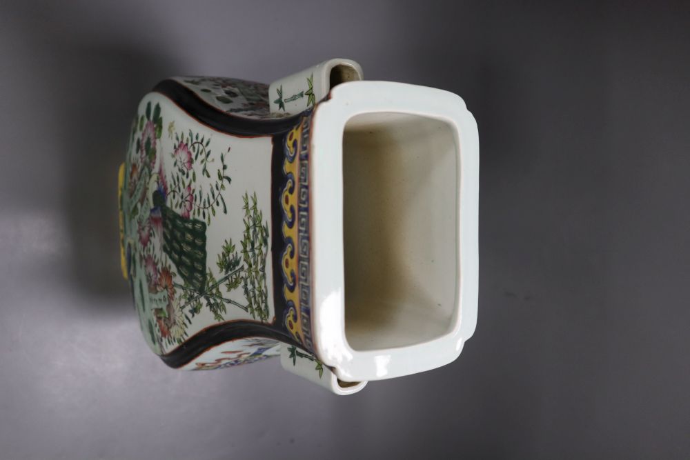 A Chinese famille rose vase, Fanghu, 39.5cm high